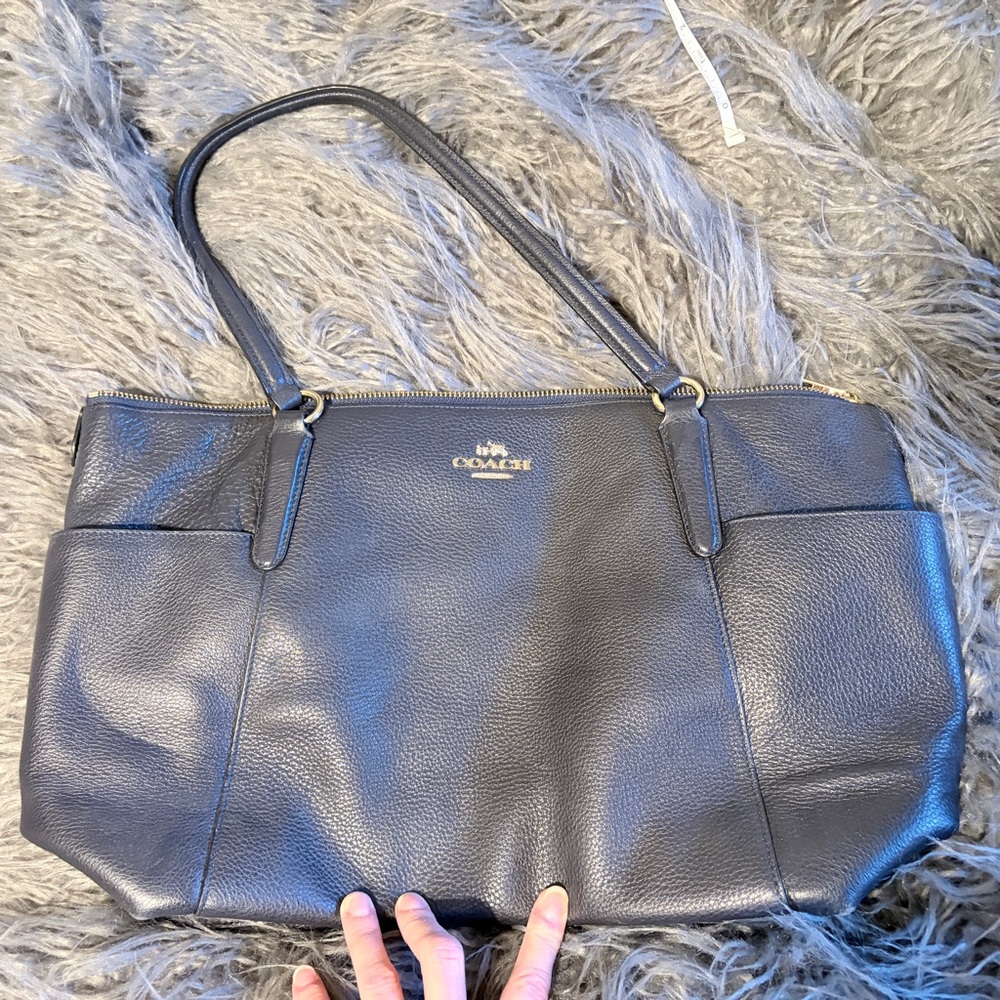 Coach Navy  Leather Tote Bag